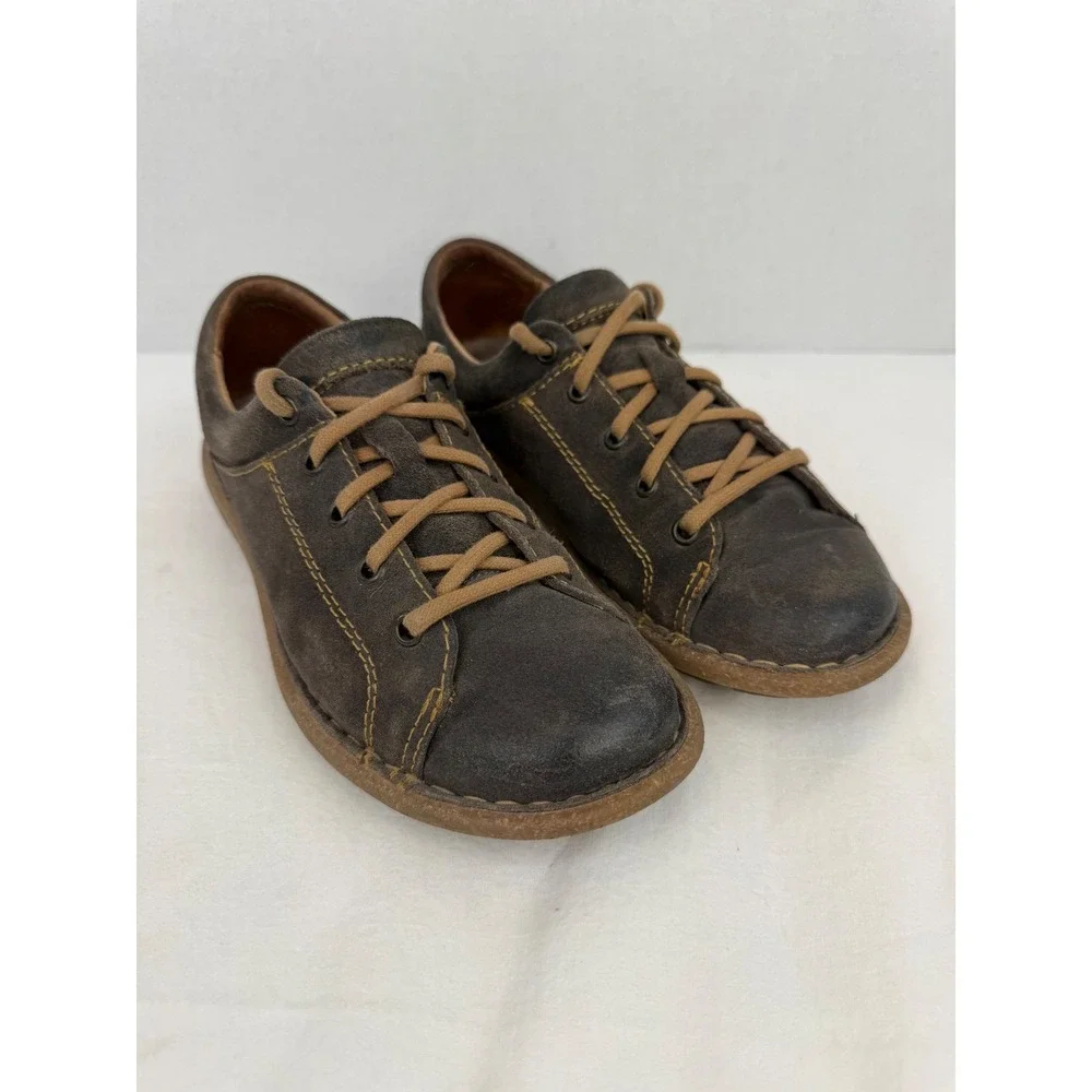 Vtg‎ Born Mens Brown Distressed Leather Lace Up Oxford Shoes F76340 Size 8.5/40